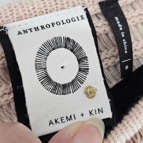 Anthropologie Akemi + Kin Frenchie Fringed Poncho Sweater Pink Sz Medium - Picture 8 of 12